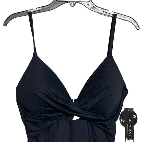 La Blanca BLACK Twist-Front Keyhole One-Piece Swimsuit Black 8 - Picture 2 of 11